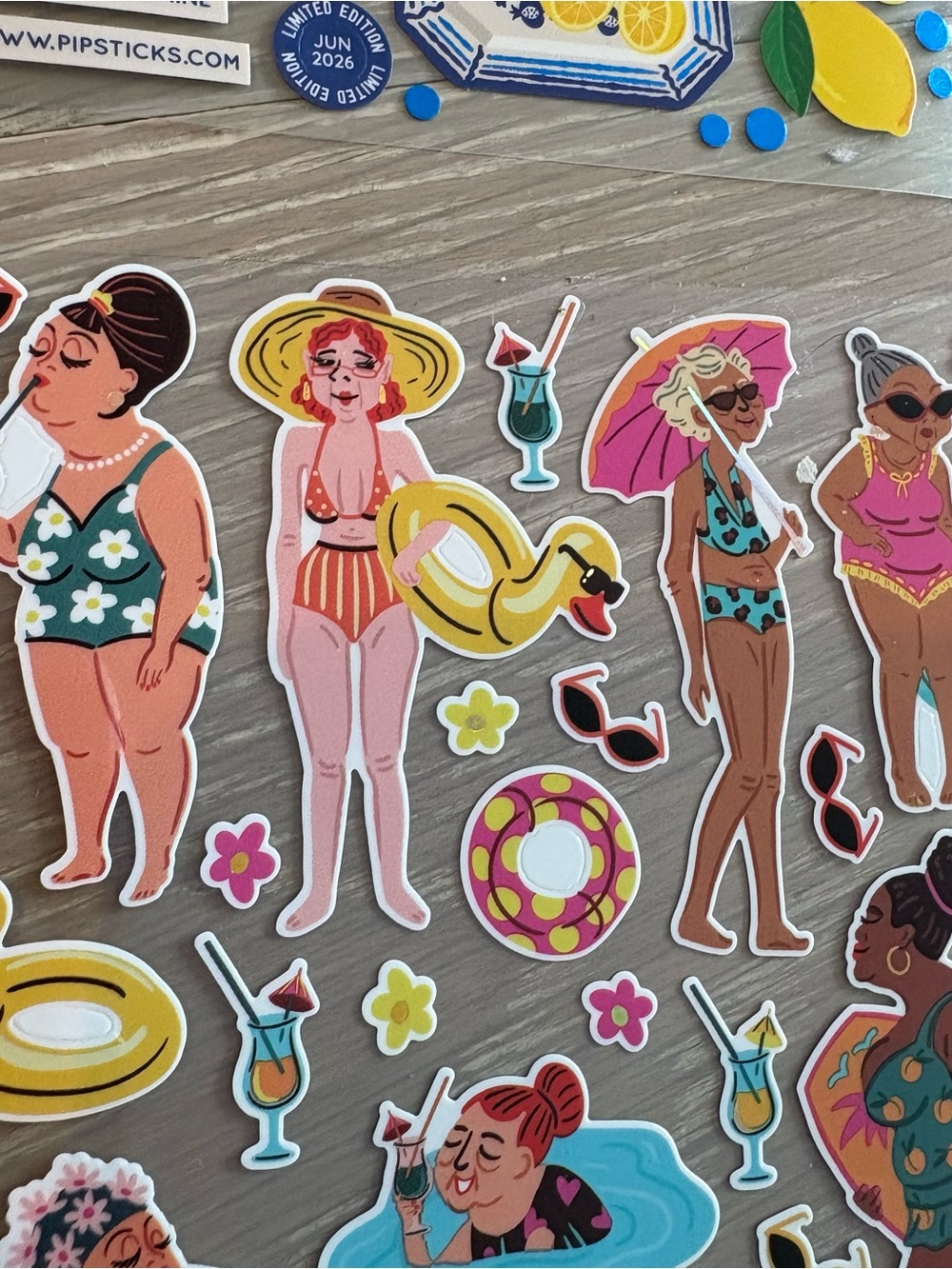 Colorful Poolside Summer Sticker Sheets - Yellow, Blue, Pink, Teal - Picture 4 of 11